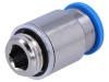 Conector Push-in Simplu FESTO G 1/4" Exterior, Diametru Iesire 10mm, Alama Nichelata, Cod 186112