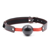 Calus cu bila, Ball Gag, BDSM, Oh Mama Fetish, curea reglabila, piele ecologica, negru/rosu, OHMAMA FETISH