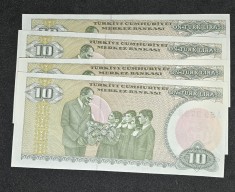 10 Lire Turcia UNC CONSECUTIVE