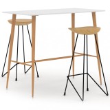 VidaXL Set mobilier de bar, 3 piese, alb