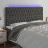 VidaXL Tăblie de pat cu LED, gri &icirc;nchis, 200x7x118/128 cm, textil