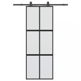 Cumpara ieftin Usa glisanta cu set feronerie neagra 76x205cm sticla securizata
