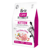 Brit Care Kitten Healthy Growth &amp; Development, Pui și Curcan, hrană uscată fară cereale pisici junior, 2kg