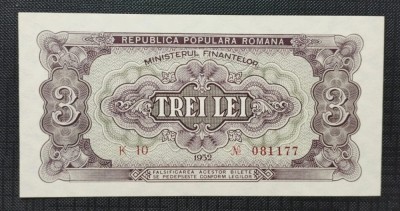 Romania R.P.R. 3 lei 1952 P82a UNC foto