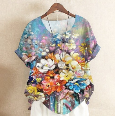 Bluza cu flori, de dama, maneca scurta, model 13 foto