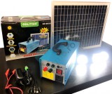 Kit Acumulator 12V 12A GD-8018 cu priza 220V + Panou Solar 18V 20W + 3 Bec LED