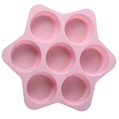 Forme de Silicon pentru Copt, Cyrax, 7 Forme Rotiunde, pentru Burgeri si Prajituri, 38.5 x 4 cm, Roz foto