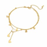 Cumpara ieftin Bratara de picior placata cu aur din inox Sweet Heart Layered