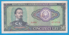 (1) BANCNOTA ROMANIA - 50 LEI 1966 RSR, PORTRET A.I. CUZA, STARE BUNA foto