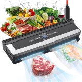 Aparat Vidat Alimente Profesional, Mașină de Sigilat Pungi cu Vidare Automată, 65 kPa, 8 Funcții, Furtun Inclus, Cutter Integrat, Negru