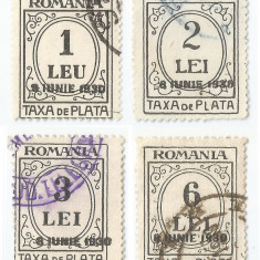 Romania, LP IV.15/1930, Taxa de plata, t. negru, h. alba, supr. 8 IUNIE, obl.