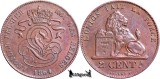 1864, 2 Centimes - Leopold I - Regatul Belgiei, Europa