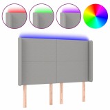 Cumpara ieftin Tablie de pat cu LED, gri deschis, 147x16x118/128 cm, textil