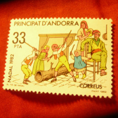 Timbru Andorra Spaniola 1982 - Craciunul , val. 33 pta