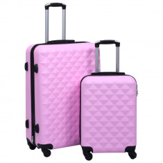 Set de valize cu carcasa rigida, 2 piese, roz, ABS GartenMobel Dekor