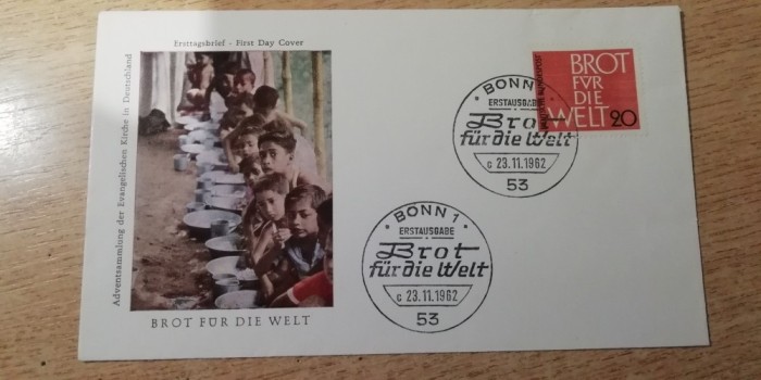 B16 - FDC - Germania - paine pentru lume - 1962