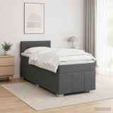 Cumpara ieftin Pat boxspring cu saltea Gri inchis 100 x 200 cm Tesatura
