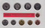 GERMANIA SET MONETARIE 1,2,5,10,50 PFENNIG 1,2,5 MARK 12.68 DM LIT. D 2001 UNC, Europa