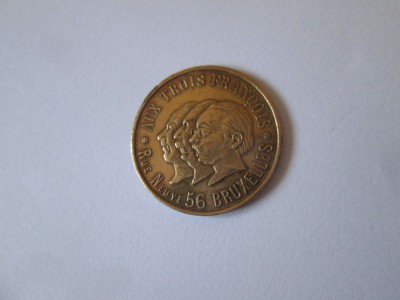 Jeton belgian 3.60 F:Cei Trei Francezi-Bruxelles anii 20 foto