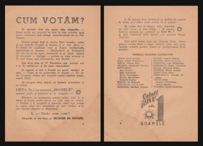 1946 Pliant electoral Votati Soarele - Cum votam / Primele candidate ale BPD foto