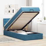 VidaXL Cadru de pat otoman cu saltea, catifea albastru &icirc;nchis 90x200cm 3311895