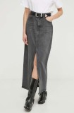 Levi&#039;s fusta jeans culoarea gri, maxi, drept