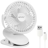 Ventilator portabil fara fir Ruhhy alb, USB-C, clips 3in1 si rotire 360&deg;