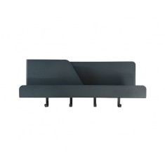 Organizator de perete cu 4 agatatori si suport, metal, antracit, 46 x 11 x 19 cm