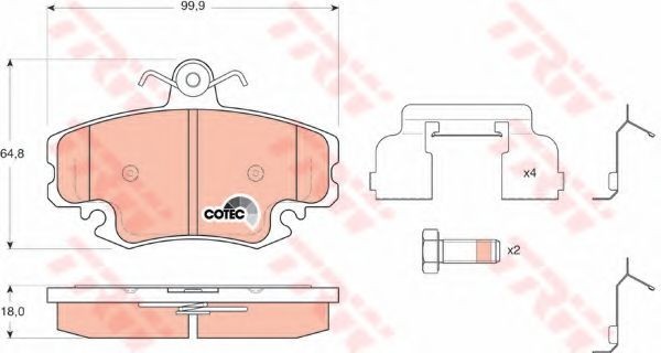 Set placute frana,frana disc RENAULT CLIO II (BB0/1/2, CB0/1/2) (1998 - 2005) TRW GDB1634