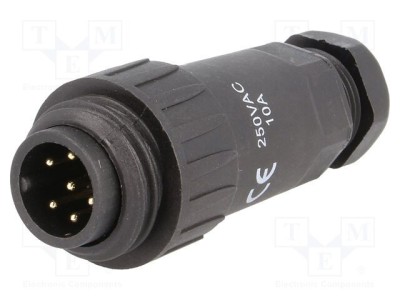 Mufă WA22 tată WEIPU PIN: 7 6 PE IP67 10A 250V lipire 9&amp;divide;10,5mm foto