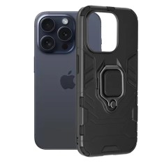 Husa iPhone 15 Pro Max Antisoc cu Inel Negru Techsuit SS foto