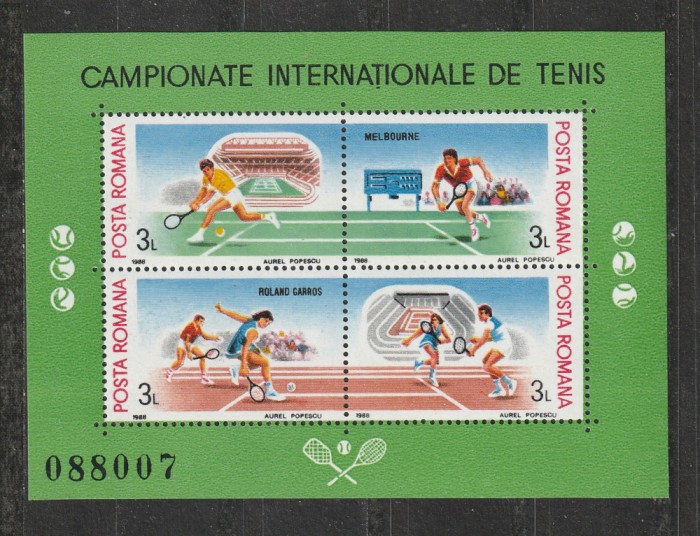 Romania 1988 - #1206 Campionate internationale de Tenis M/S 1v MNH