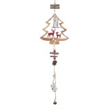 Decorațiune Crăciun, Lemn, Brad, Ren, Clopoței, Lungime 57cm, Lățime 16cm, Maro, Oem