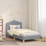 vidaXL Cadru de pat pentru copii cu spătar Gri deschis 80 x 160 cm 42011044