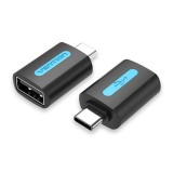 Adaptor USB OTG Vention, USB Type-C (T) la USB 2.0 (M), rata transfer 480 Mbps, invelis PVC, negru, &quot;CDTB0&quot; (timbru verde 0.03 lei) - 6922794755253