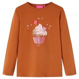 Cumpara ieftin Tricou pentru copii cu m&acirc;neci lungi, coniac, 104