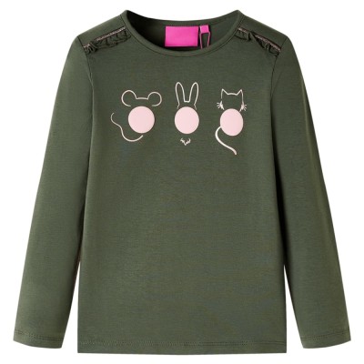 Tricou pentru copii cu m&amp;acirc;neci lungi, kaki, 92 13769 foto