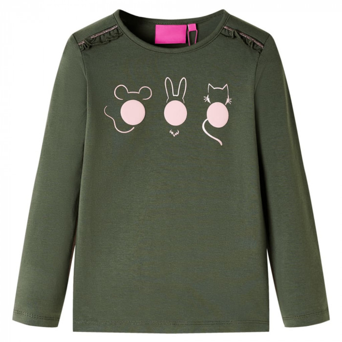 Tricou pentru copii cu m&acirc;neci lungi, kaki, 92 13769