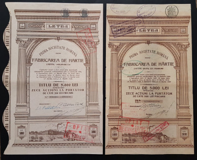 Lot 2 actiuni ani diferiti fabrica LETEA , titlu , actiune , 1926 , 1939 foto