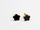 Cumpara ieftin Cercei din Argint 925 Placat cu Aur Floare Neagra