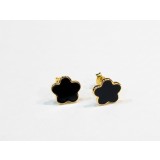 Cercei din Argint 925 Placat cu Aur Floare Neagra