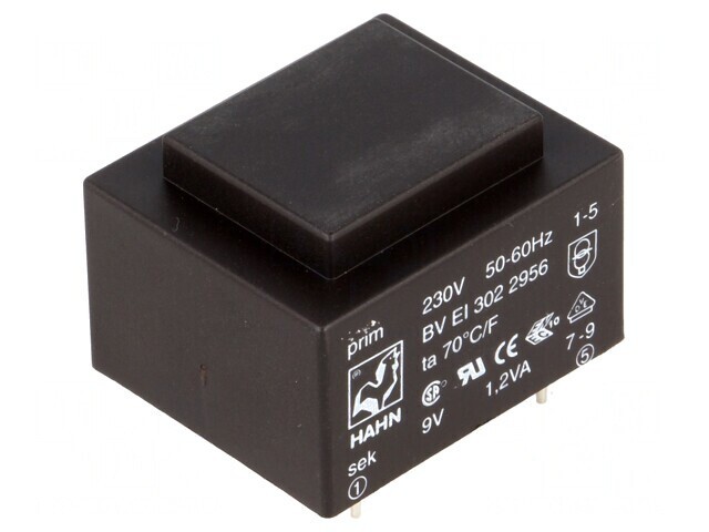 Transformator &icirc;ncapsulat 1,2VA 230VAC 9V PCB