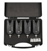 Set 4 Avertizori Pescuit Hakuyo MK-20, LED Colorate, Volum/Ton/Sensibilitate Reglabile, Valigeta Transport