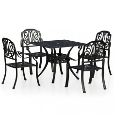 Set mobilier bistro, 5 piese, negru, aluminiu turnat foto