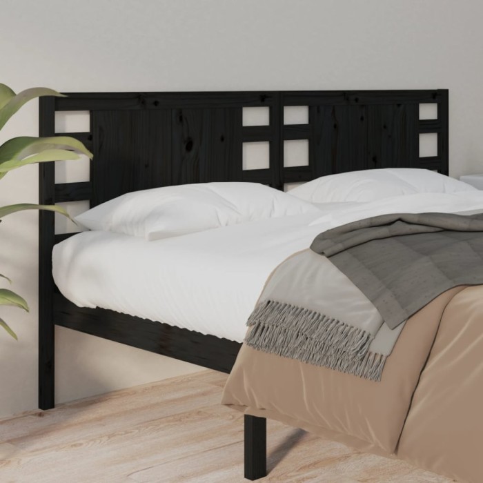 Gossi tablie de pat, negru, 206x4x100 cm, lemn masiv de pin