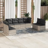 Gossi set mobilier de gradina cu perne, 8 piese gri deschis poliratan