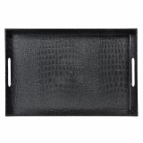 Tava de Servit Neagra, Model Piele Crocodil 38x25cm ABYZ&reg;&trade;