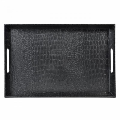 Tava de Servit Neagra, Model Piele Crocodil 38x25cm ABYZ&amp;reg;&amp;trade; foto