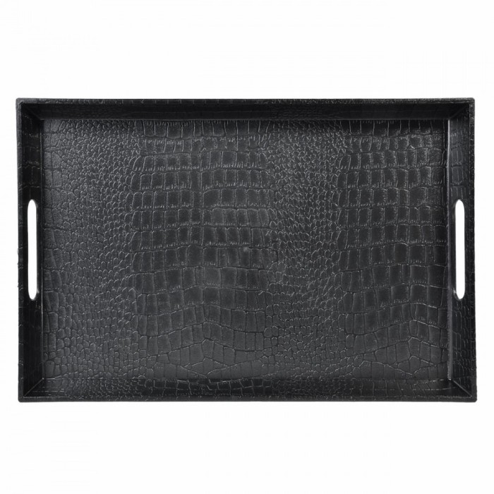 Tava de Servit Neagra, Model Piele Crocodil 38x25cm ABYZ&reg;&trade;