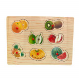 Puzzle educativ incastru Montessori cu fructe, Onore, multicolor, lemn, 30 x 22.5 cm, 7 piese